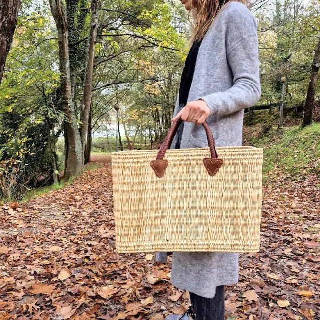 Straw Market Basket Handbag
