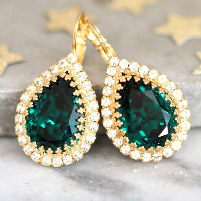 Emerald Crystal Earrings