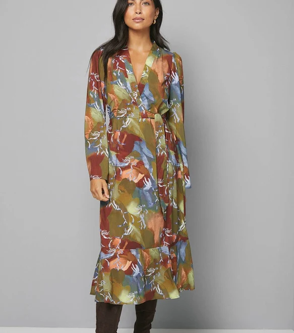 Wallis Women's Abstract Print Wrap Midi Dress