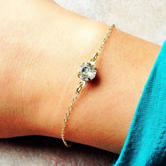 Minimalist Gold Crystal Stone Bracelet