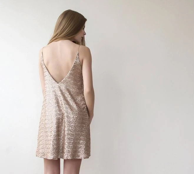 Sequin Open Back Mini Dress