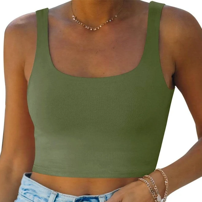 Square Neck Seamless Sleeveless Crop Top
