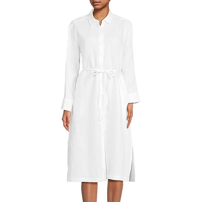 Saks Fifth Avenue Women's Linen Long-Sleeve Midi Shirtdress