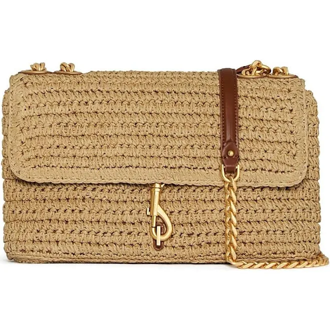 Rebecca Minkoff Women's Edie Medium Raffia Crossbody Bag