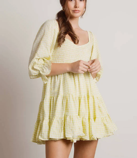 TOBI Afternoon Sun Tiered Babydoll Mini Dress