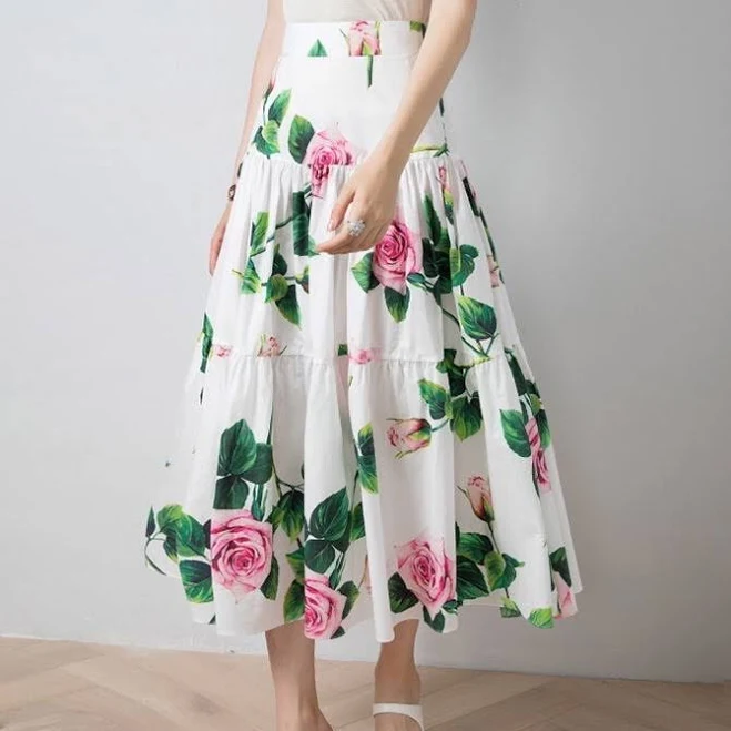 Elegant Cotton Midi Skirt