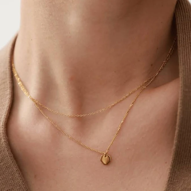18K Gold Minimalist Charm Pendant Necklace