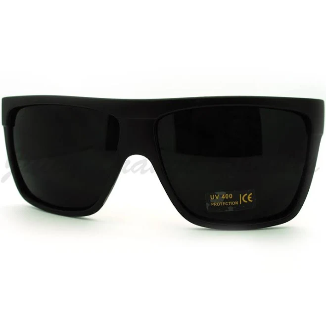 Dark Black Lens Sunglasses Flat Top Square Oversized Mob Style