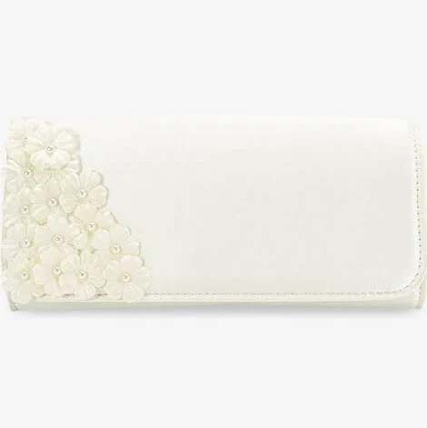 Pearl Petal Satin Clutch