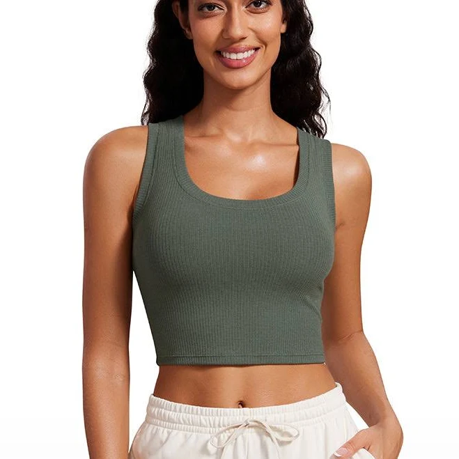 CRZ YOGA Women's Ribbed Cropped Length Tank