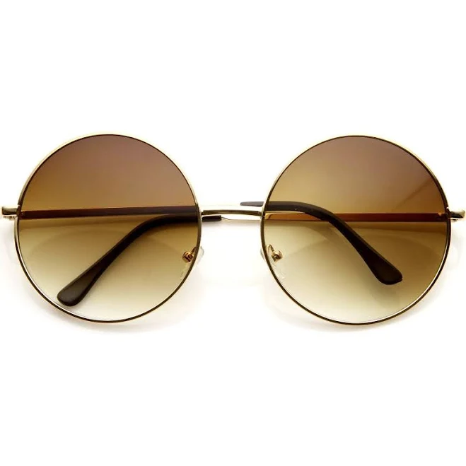 zeroUV Oversize Women's Vintage Metal Round Circle Sunglasses