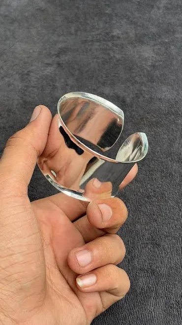 925 Sterling Silver Minimalist Wide Cuff Bracelet