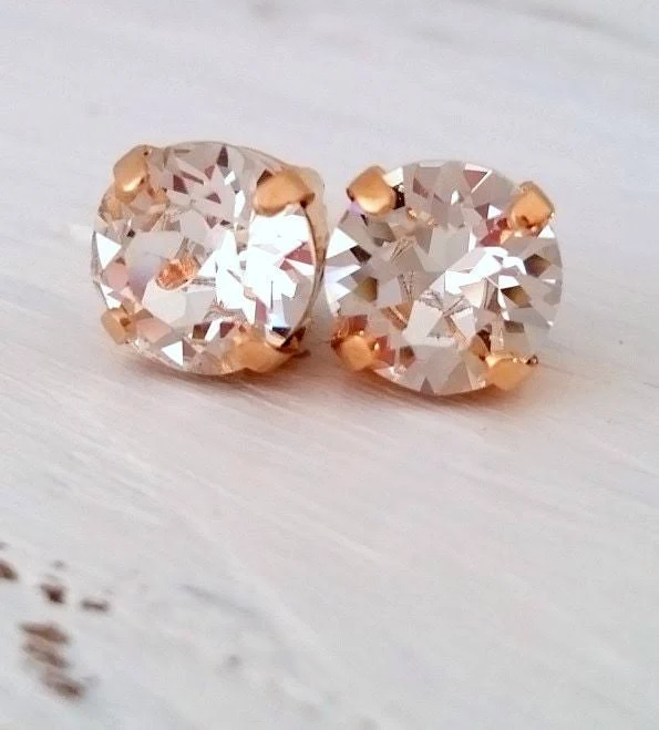 Rose Gold Crystal Stud Earrings