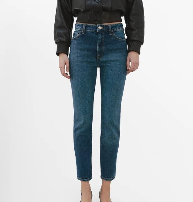 MANGO Women's Claudia Slim-Fit Cropped Jeans