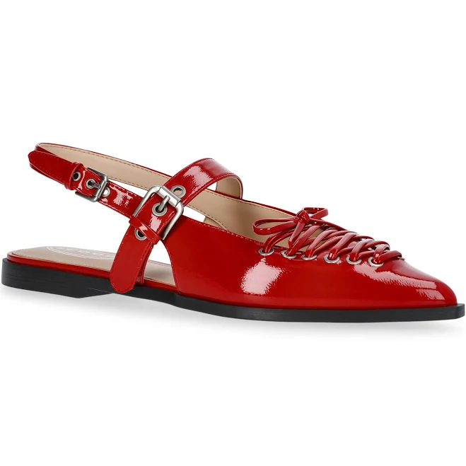 Scoop Women's Patent Faux Leather Corset Flats