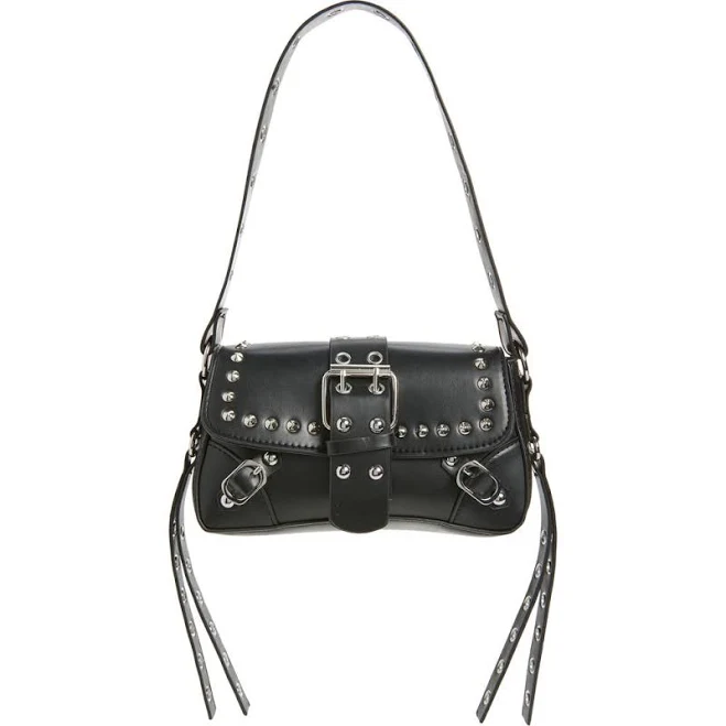BP. Buckle Rivet Faux Leather Shoulder Bag in Black at Nordstrom
