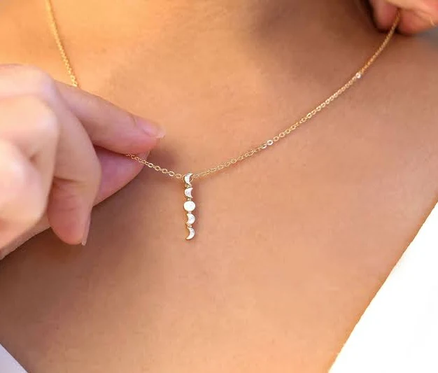 Dainty Lunar Phase Gold Necklace