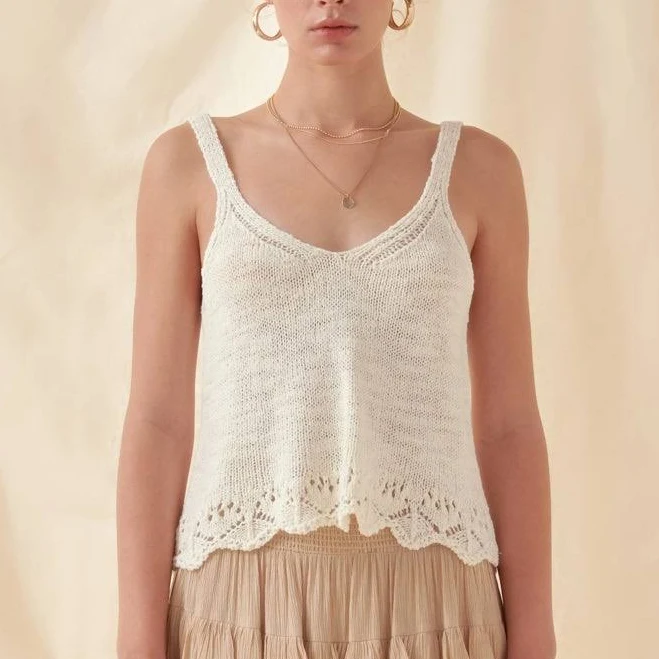 Free The Roses Scalloped Knit Crop Top