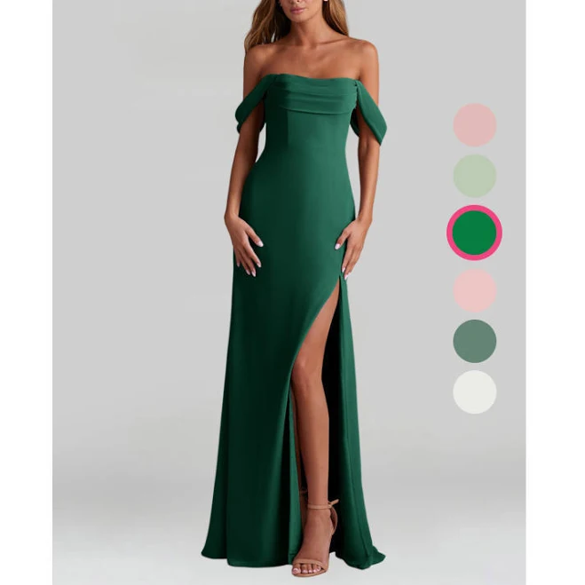 Azazie Off-The-Shoulder A-Line Chiffon Bridesmaid Dresses