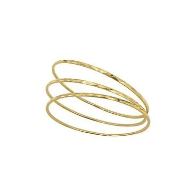 Adornia Women's 14K Gold-Tone Plated Hammered Bangle Set (3 Pieces