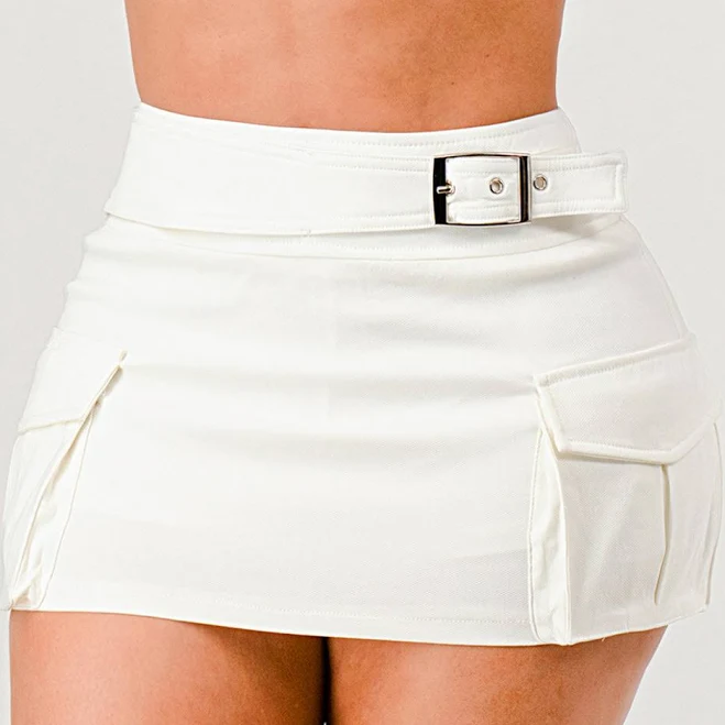 Stretch Cargo Mini Skirt with Side Belt