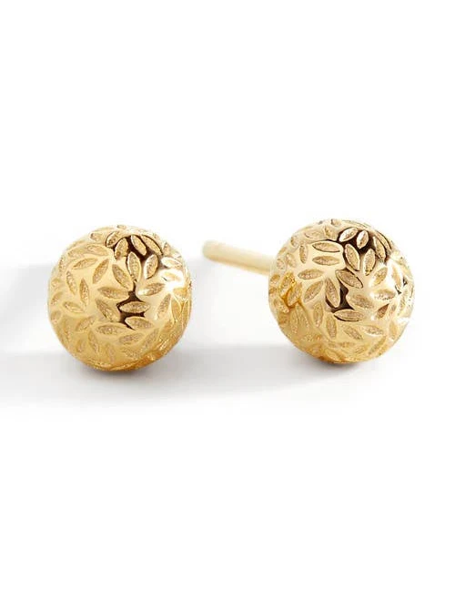 Mint & Lily Women's Textured Gold Ball Studs Earrings