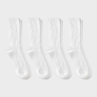 Auden Women's Ultra Soft Everyday Rib-Knit Crew Socks (4 Pack)