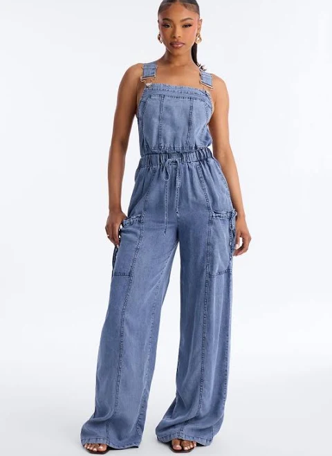 Fashion Nova Women's Street Scene Chambray Jumpsuit