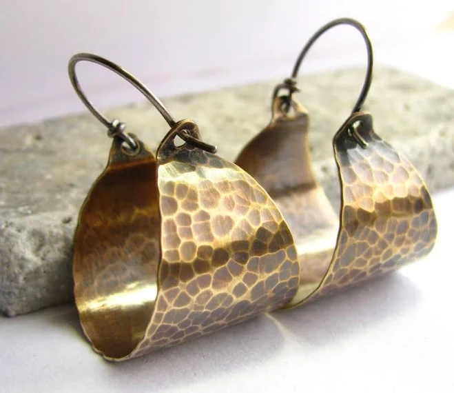 Hammered Bronze Hoop Earrings