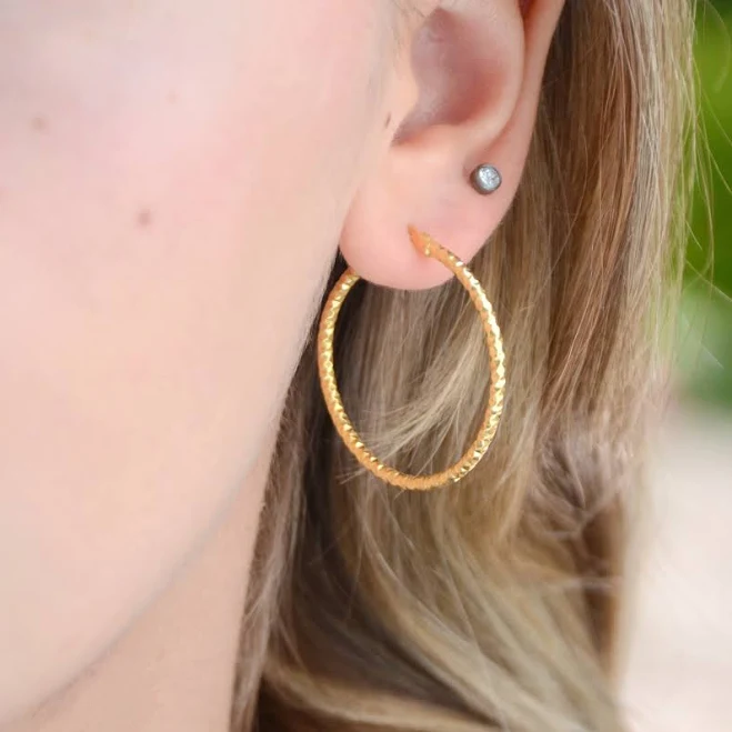 Textured Gold Hoop Earrings
