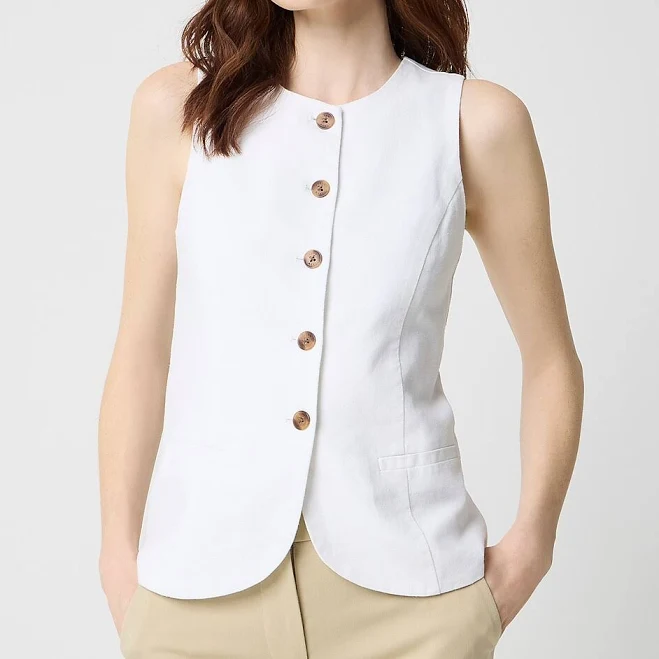 J.Crew Women's Linen-Blend Button-Front Vest