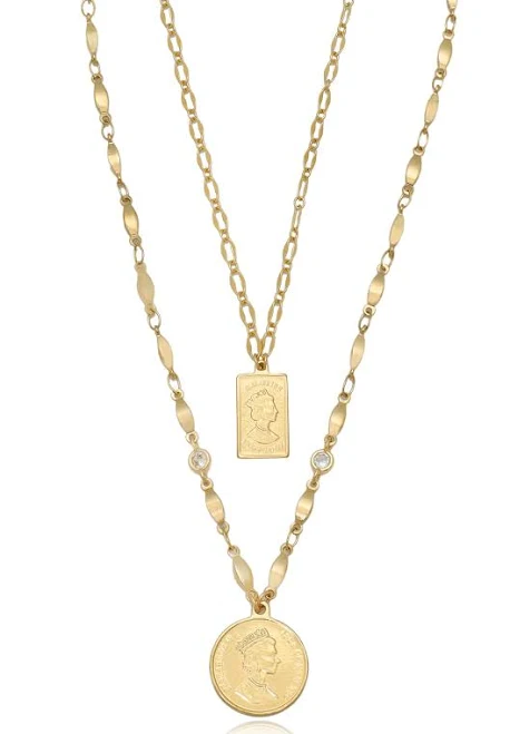 Ettika Medallion of Mine Layered Coin Necklace Set