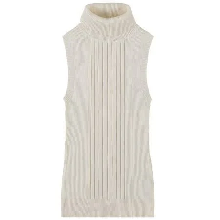 Socal Look Women's Sleeveless Turtleneck Sweater Top in Stretchable Viscose Blend