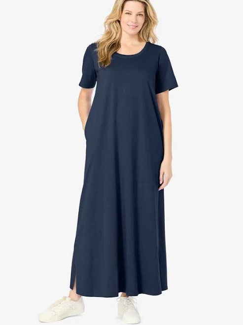 Woman Within Plus Size Perfect Short-Sleeve Scoopneck Maxi Tee Dress