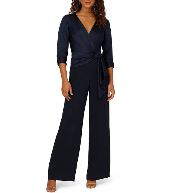 Adrianna Papell Satin Crepe Jumpsuit Women's Dress