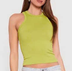 Women's Seamless Rib Knit Cropped Racerback Tank Top