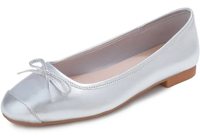 Feversole Women's Square Toe Bow Tie Ballet Flats