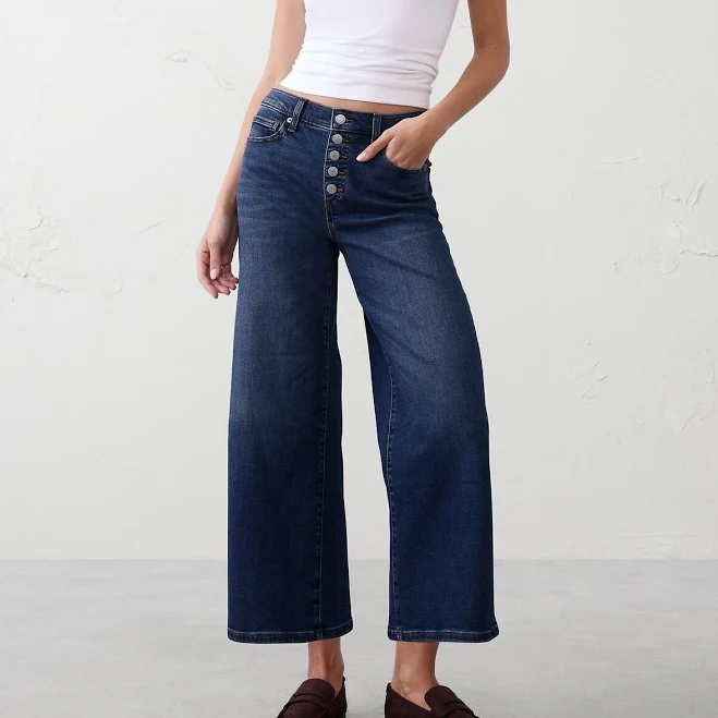 Women's High-Rise Wide-Leg Cropped Jeans