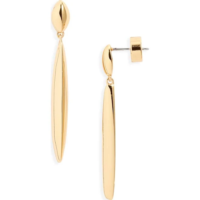 14K Gold Plated Demifine Elongated Drop Earrings