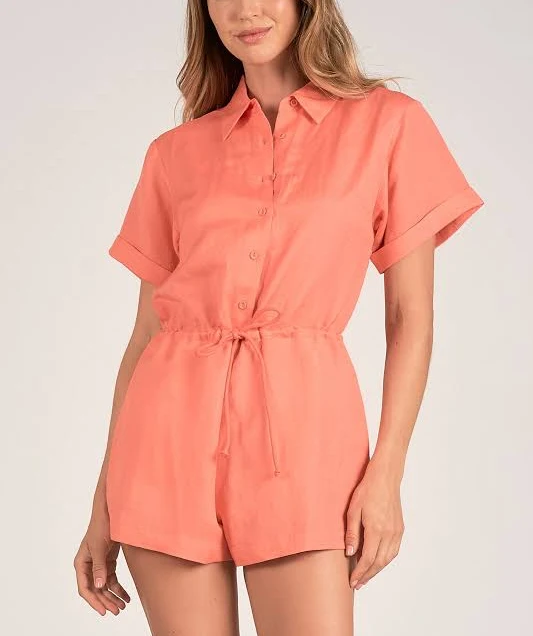 Button-Up Tie Waist Romper