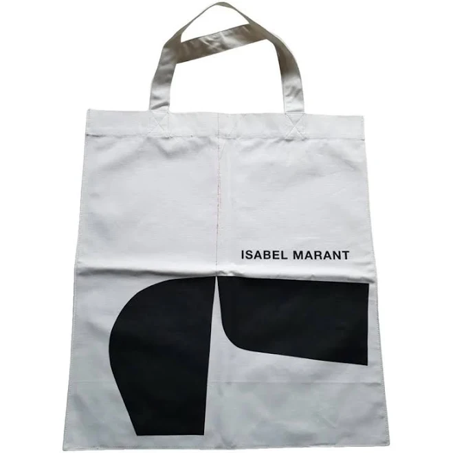 Isabel Marant White Cotton Tote Bag With Black Graphic Print