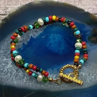 Handmade Seed Bead Toggle Bracelet