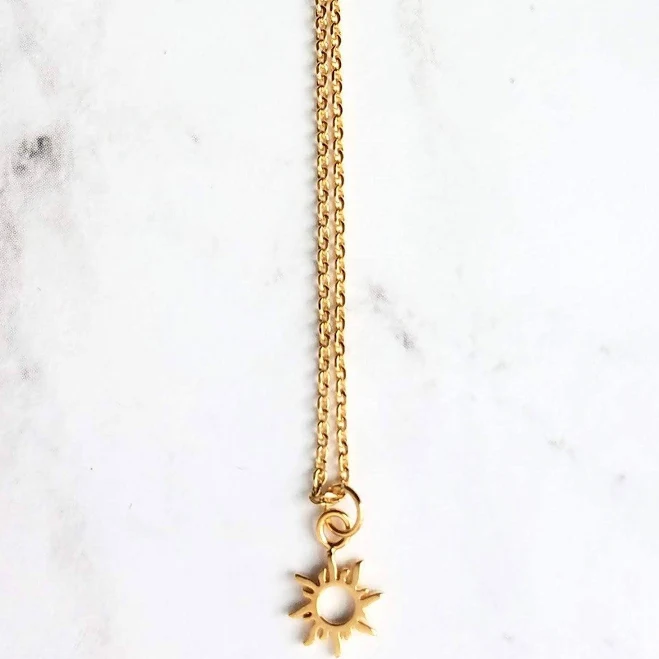 14K Gold Tiny Sun Charm