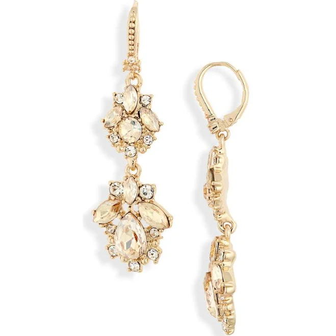 Marchesa Crystal Cluster Double Drop Earrings