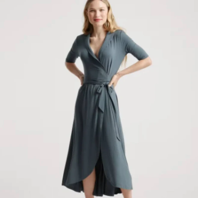 Quince Women's Tencel Jersey Midi Wrap Dress