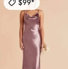Mauve Satin Cowl Neck Slip Dress.