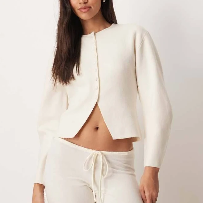 Gina Tricot Long Sleeve V Neck Wrap Cardigan