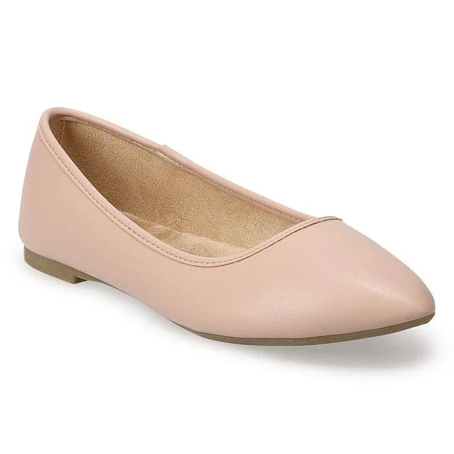 SO Neema Women's Pointed Toe Ballet Flat, Size: 8, Beige