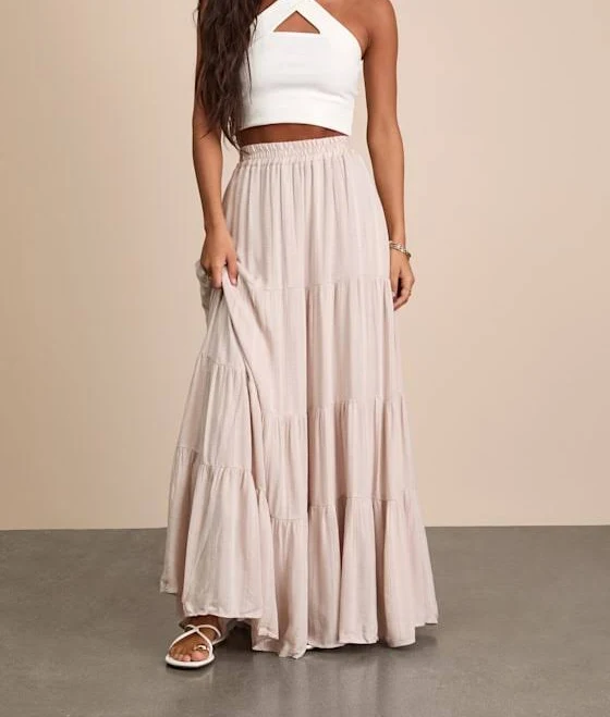 Lulus Embroidered Tiered Maxi Skirt
