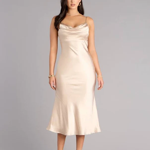 Windsor Soft Radiance Satin Cowl Midi Dress